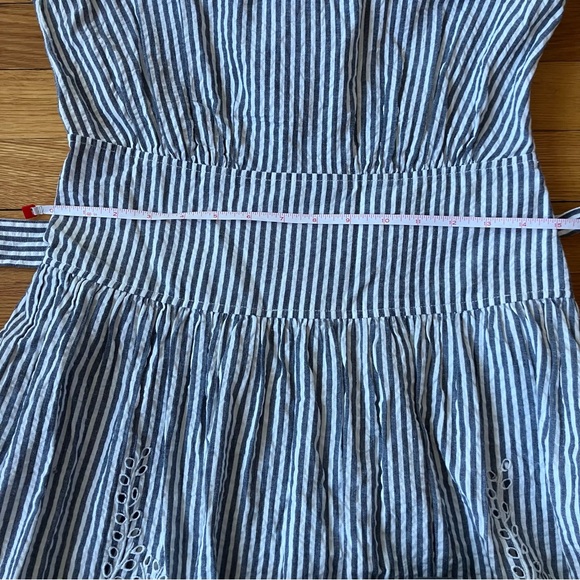 Tory Burch Blue White Seersucker Stripes Ruffle Eyelet Preppy Summer Dress 4 - Picture 10 of 11